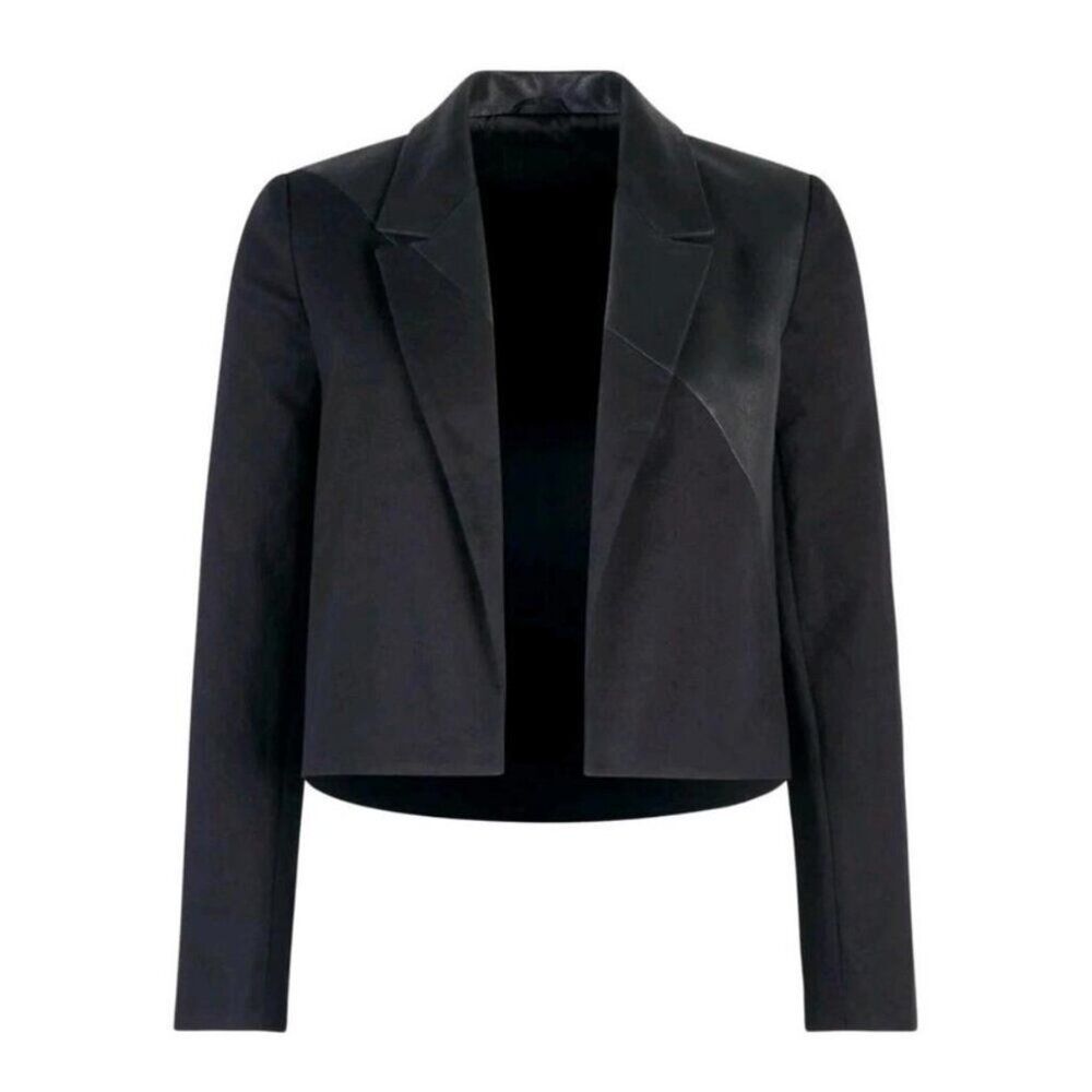 Nwt Rta Single Breasted Leather And Denim Back Blazer - Size 6
